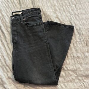 Levi Strauss Charcoal Ribcage Straight Denim Jeans